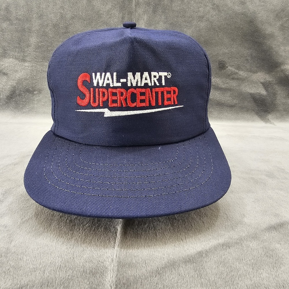 Vintage Wal-Mart Supercenter Trucker Hat Navy Blue Snapback Retro Logo Cap